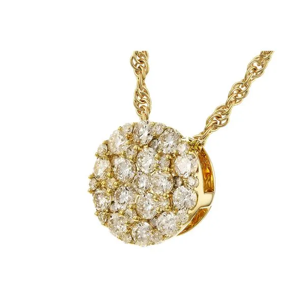 14KT Yellow Gold Necklace with Diamond Cluster Pendant Image 2 D'Errico Jewelry Scarsdale, NY