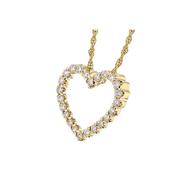 14K Gold Diamond Heart Pendant on Rope Chain Image 2 D'Errico Jewelry Scarsdale, NY