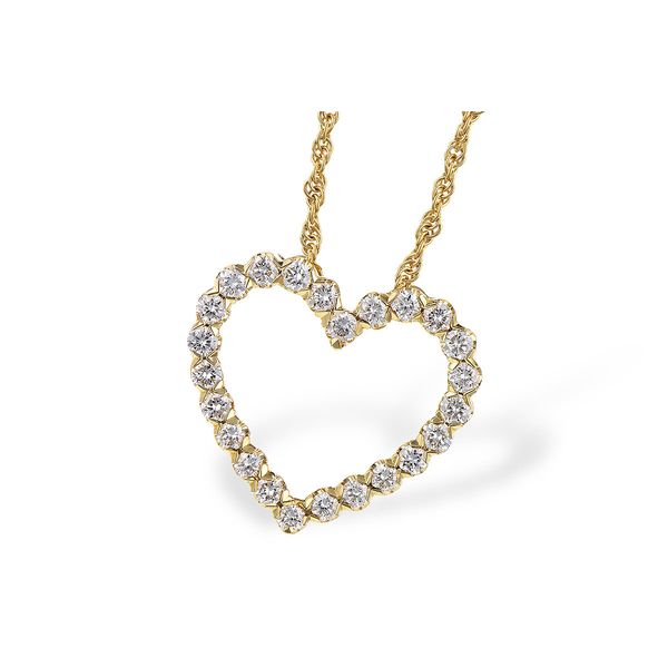14K Gold Diamond Heart Pendant on Rope Chain D'Errico Jewelry Scarsdale, NY
