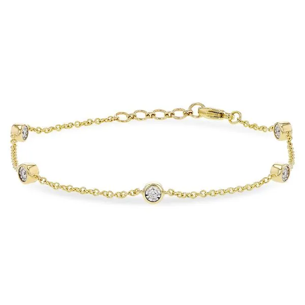 14K Yellow Gold Bezel Set Diamond Bracelet D'Errico Jewelry Scarsdale, NY