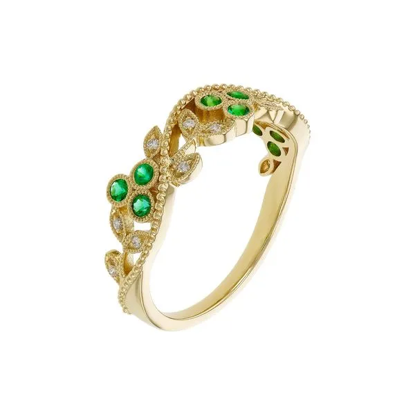 14K Yellow Gold Diamond and Emerald Ring Image 2 D'Errico Jewelry Scarsdale, NY