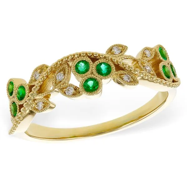 14K Yellow Gold Diamond and Emerald Ring D'Errico Jewelry Scarsdale, NY