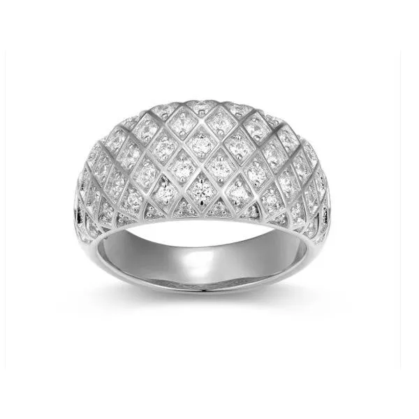 Sterling Silver Quilted CZ Ring, Size 6.5 D'Errico Jewelry Scarsdale, NY