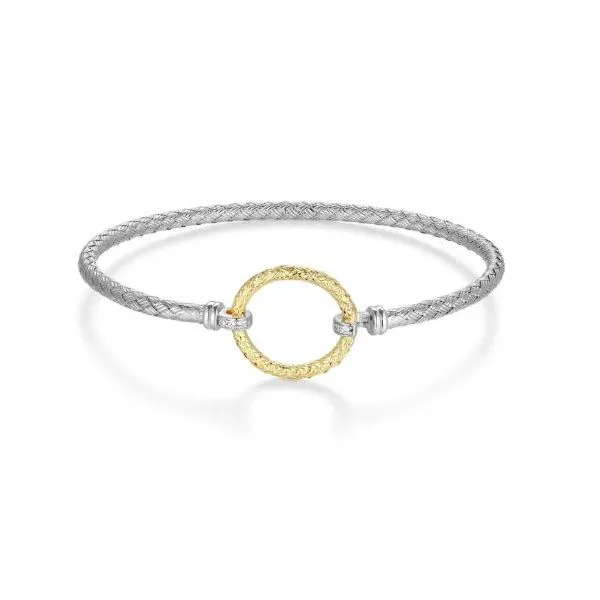 Flourish Halo Matte Mesh Cuff in Rhodium & 14K Gold-Plated Silver D'Errico Jewelry Scarsdale, NY