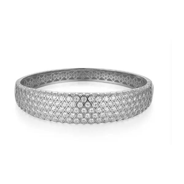Sterling Silver Quilted CZ Bangle, 6.75” D'Errico Jewelry Scarsdale, NY