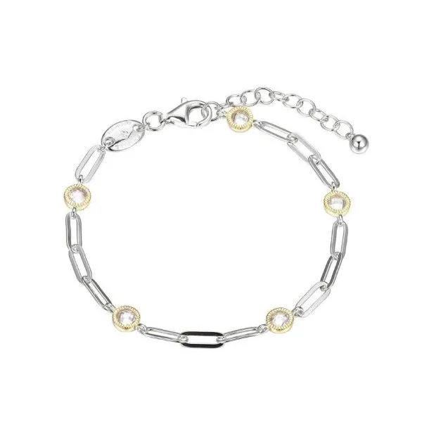 Sterling Silver Paperclip Chain Bracelet with 5 Stations D'Errico Jewelry Scarsdale, NY