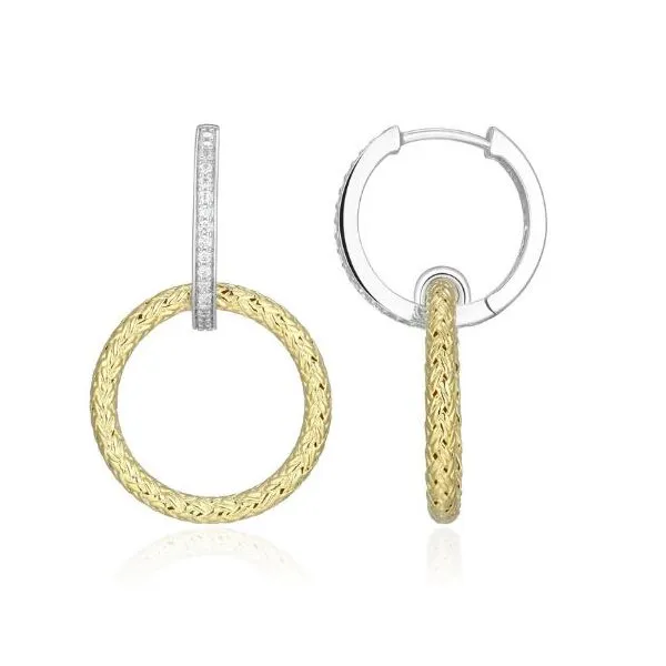 Flourish Halo Huggie Earrings in Rhodium & 14K Gold-Plated Silver D'Errico Jewelry Scarsdale, NY