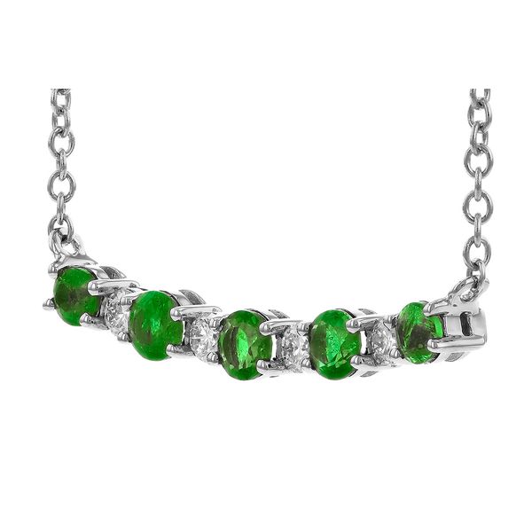 14K White Gold Necklace With Diamond and Emeralds Image 2 D'Errico Jewelry Scarsdale, NY