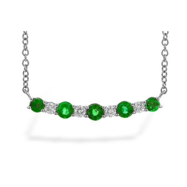 14K White Gold Necklace With Diamond and Emeralds D'Errico Jewelry Scarsdale, NY