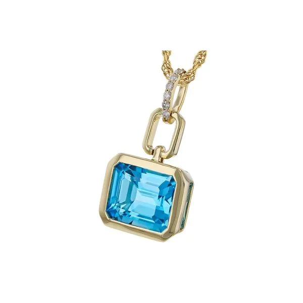 14KT Yellow Gold Necklace With Diamond and Blue Topaz Image 2 D'Errico Jewelry Scarsdale, NY