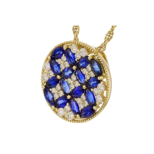 14KT Yellow Gold Necklace With Diamond and Sapphire Image 2 D'Errico Jewelry Scarsdale, NY