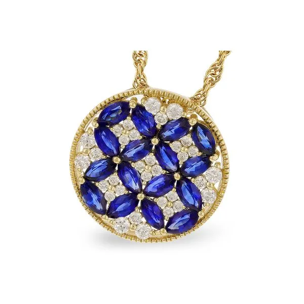 14KT Yellow Gold Necklace With Diamond and Sapphire D'Errico Jewelry Scarsdale, NY