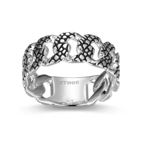 Sterling Silver Reptile Cuban Link Ring, Size 10 D'Errico Jewelry Scarsdale, NY