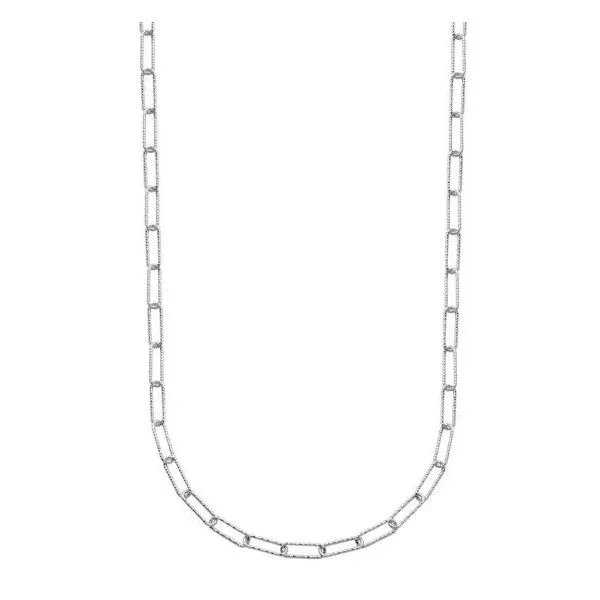Sterling Silver Diamond Cut Paperclip Necklace, 17” + 2” Extender D'Errico Jewelry Scarsdale, NY
