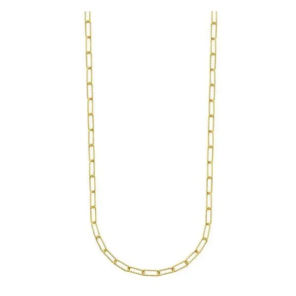18K Gold-Plated Diamond Cut Paperclip Chain Necklace D'Errico Jewelry Scarsdale, NY