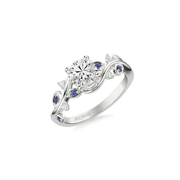 DeScenza Collection Diamond and Sapphire Engagement Ring DeScenza Diamonds Boston, MA