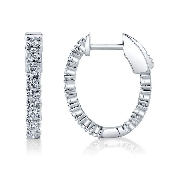 Shy Creation Diamond Hoop Earrings Image 2 DeScenza Diamonds Boston, MA