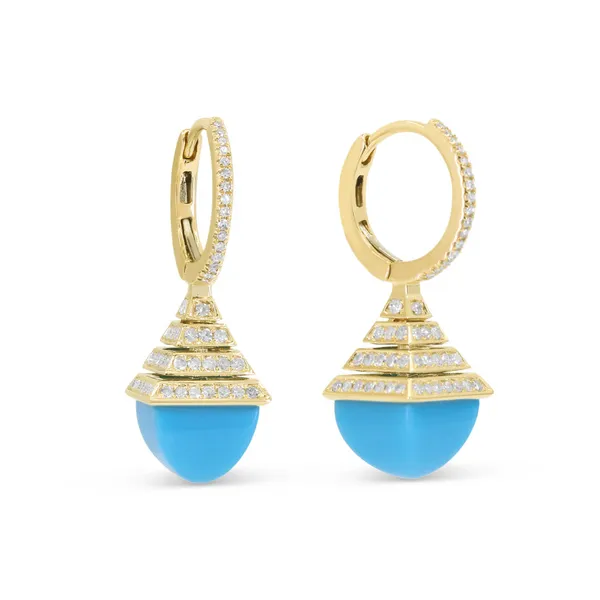 DeScenza Collection Diamond and Tourquoise Earrings DeScenza Diamonds Boston, MA