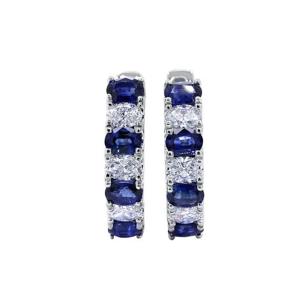 Sapphire and Diamond Hoop Earrings DeScenza Diamonds Boston, MA