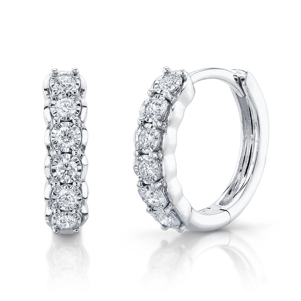 Shy Creation Diamond Hoop Earrings DeScenza Diamonds Boston, MA