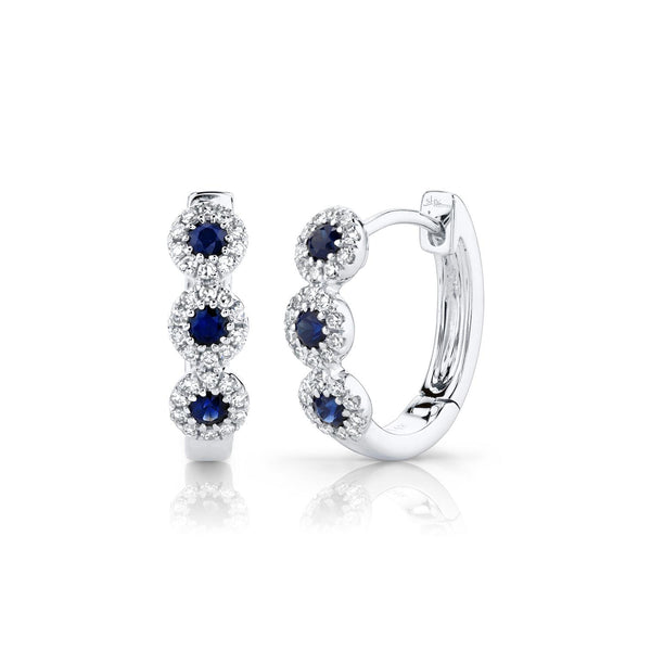 Shy Creation Sapphire and Diamond Hoop Earrings DeScenza Diamonds Boston, MA