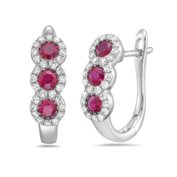 DeScenza Collection Diamond and Ruby Hoop Earrings DeScenza Diamonds Boston, MA