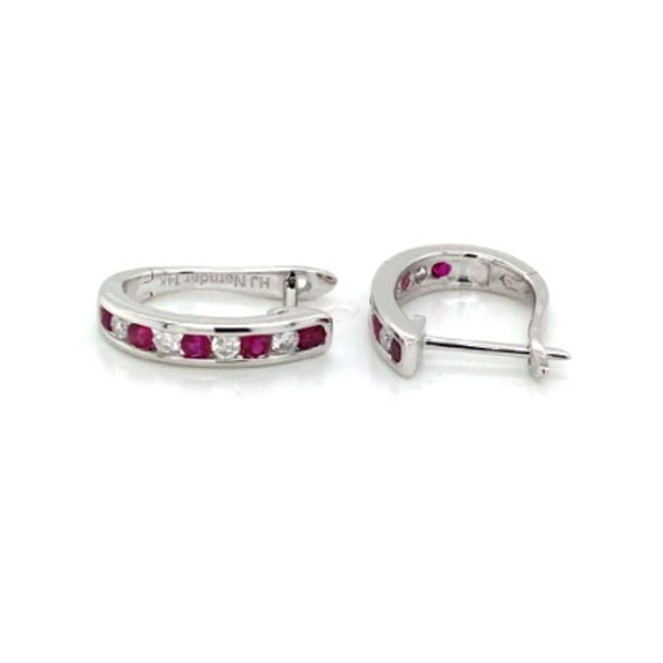 DeScenza Collection Diamond and Ruby Hoop Earrings DeScenza Diamonds Boston, MA