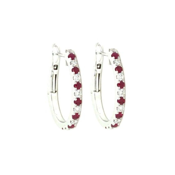 DeScenza Collection Diamond and Ruby Hoop Earrings DeScenza Diamonds Boston, MA