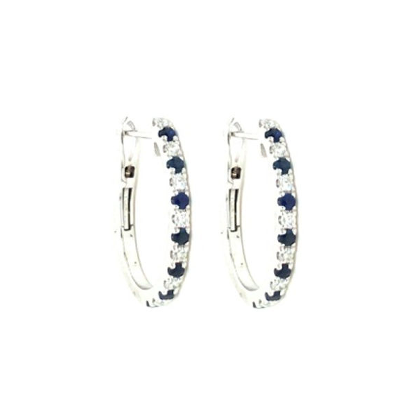 DeScenza Collection Diamond and Sapphire Hoop Earrings DeScenza Diamonds Boston, MA