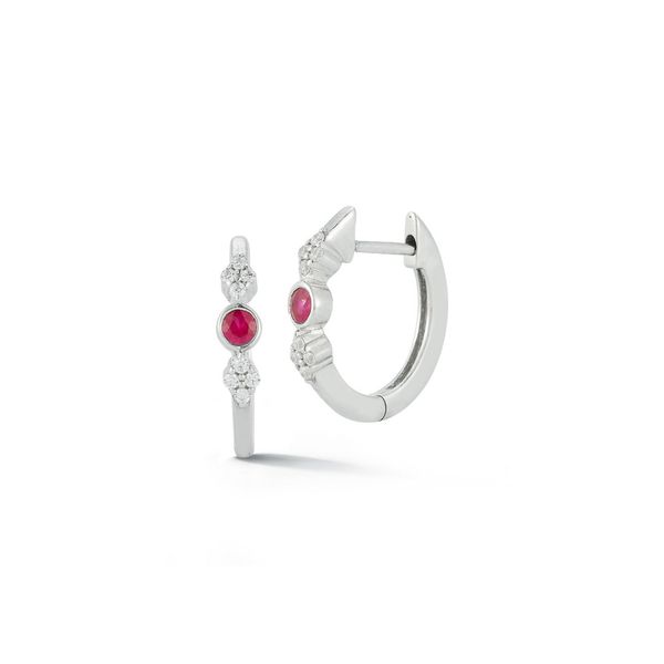 Sofer Diamond And Pink Sapphire Hoop Earrings DeScenza Diamonds Boston, MA