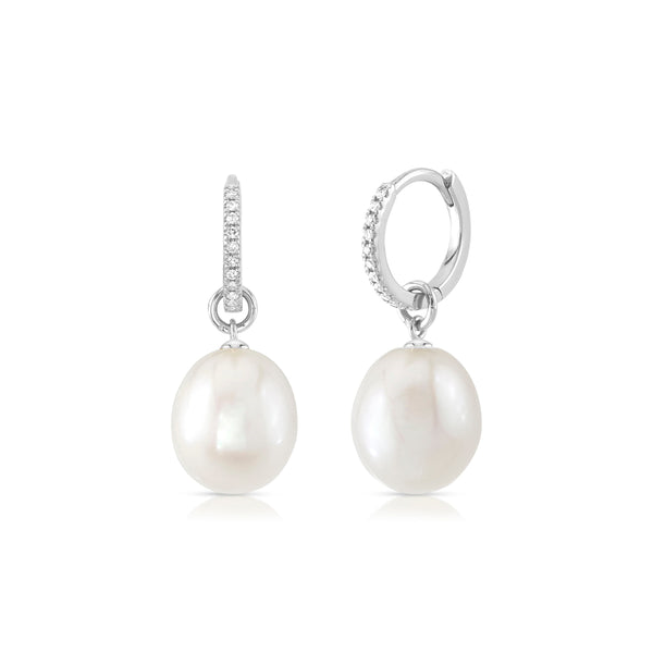 Shy Creation Diamond and Pearl Earrings DeScenza Diamonds Boston, MA