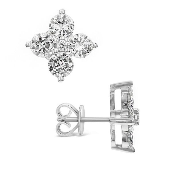 DeScenza Collection Diamond Flower Earrings DeScenza Diamonds Boston, MA