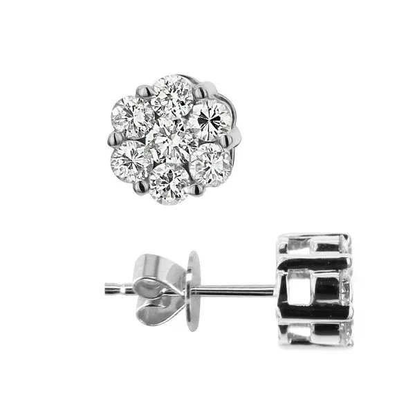 Diamond Flower Cluster Earrings DeScenza Diamonds Boston, MA
