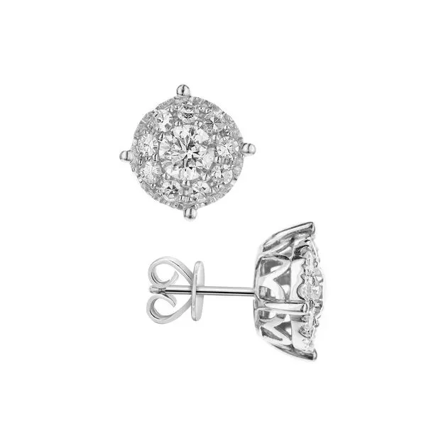 Diamond Halo Style Earrings DeScenza Diamonds Boston, MA