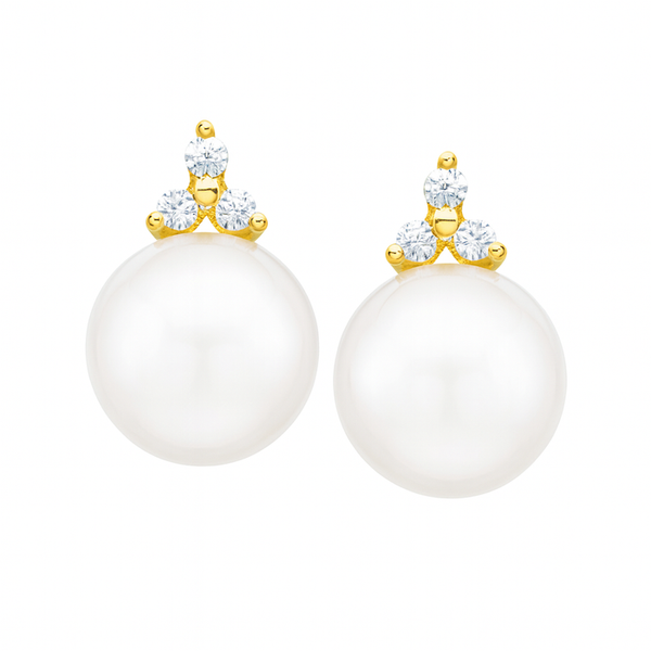 DeScenza Collection Diamond and Pearl Earrings DeScenza Diamonds Boston, MA