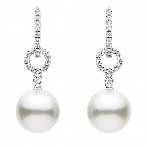 DeScenza Collection Diamond and Pearl Earrings DeScenza Diamonds Boston, MA