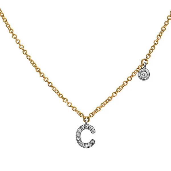 Yellow Gold Diamond Initial C Necklace DeScenza Diamonds Boston, MA