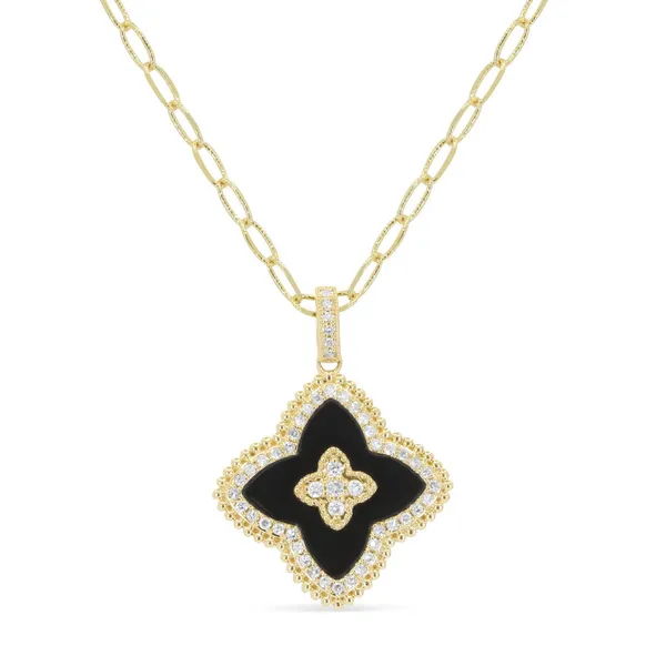 DeScenza Collection Diamond and Onyx Necklace DeScenza Diamonds Boston, MA