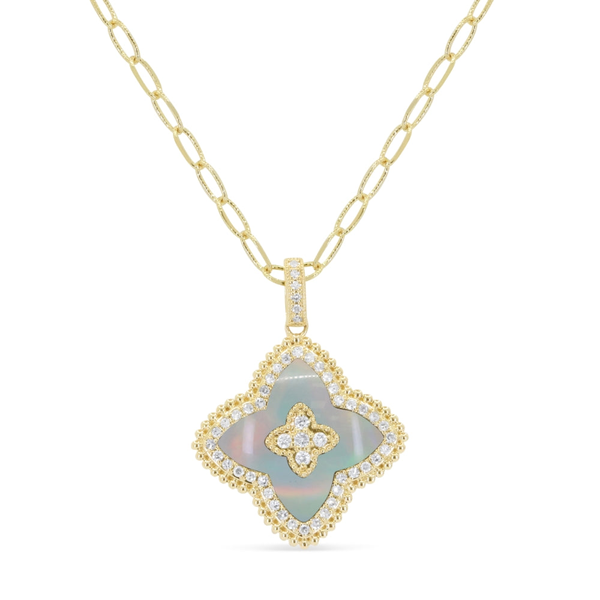 DeScenza Collection Diamond and Mother of Pearl Necklace DeScenza Diamonds Boston, MA