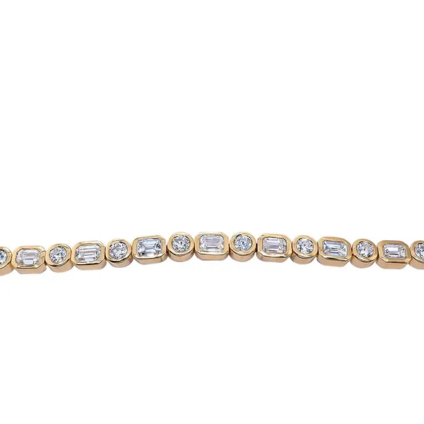 DeScenza Collection Gold Bezel Diamond Bracelet Image 2 DeScenza Diamonds Boston, MA