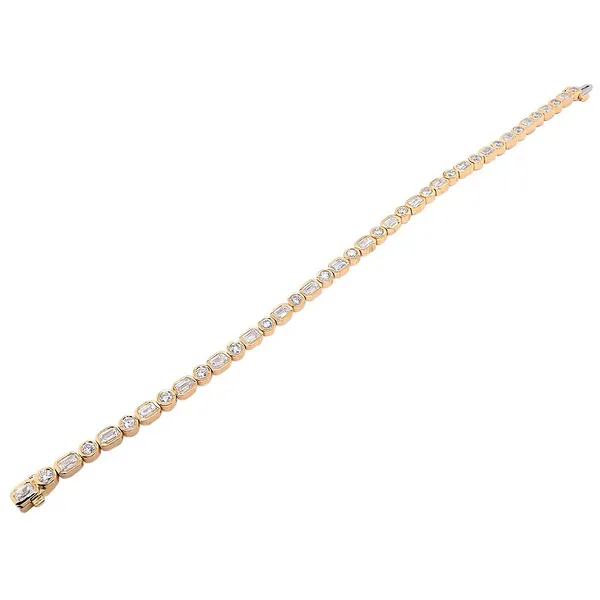 DeScenza Collection Gold Bezel Diamond Bracelet Image 3 DeScenza Diamonds Boston, MA