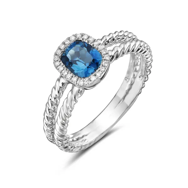 DeScenza Collection Blue Topaz and Diamond Ring DeScenza Diamonds Boston, MA