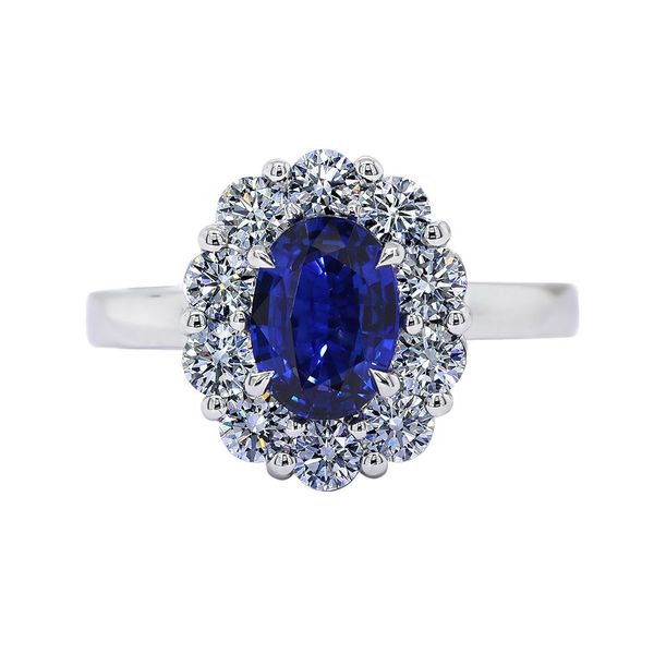 Sapphire and Diamond Cluster Ring DeScenza Diamonds Boston, MA