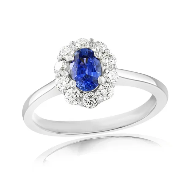 DeScenza Collection Diamond and Sapphire Ring DeScenza Diamonds Boston, MA