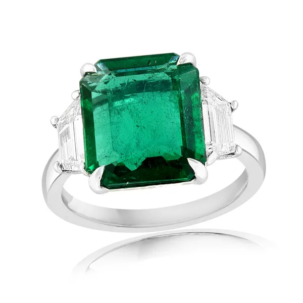 DeScenza Collection Diamond and Emerald Ring DeScenza Diamonds Boston, MA