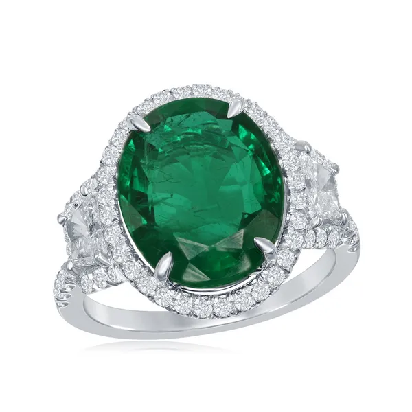 DeScenza Collection Diamond and Emerald Ring DeScenza Diamonds Boston, MA
