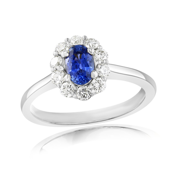 DeScenza Collection Diamond and Sapphire Ring DeScenza Diamonds Boston, MA