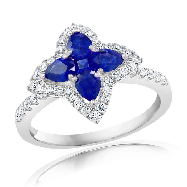 DeScenza Collection Diamond and Sapphire Ring DeScenza Diamonds Boston, MA