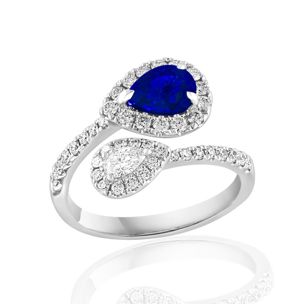 DeScenza Collection Diamond and Sapphire Ring DeScenza Diamonds Boston, MA