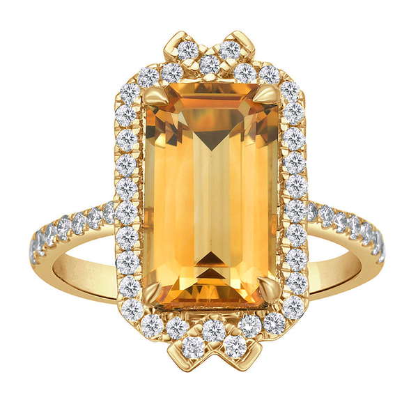 DeScenza Collection Diamond and Citrine Ring DeScenza Diamonds Boston, MA